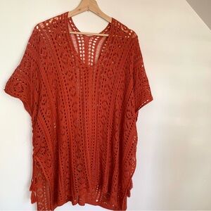 Orange Crochet Swim Cover-Up